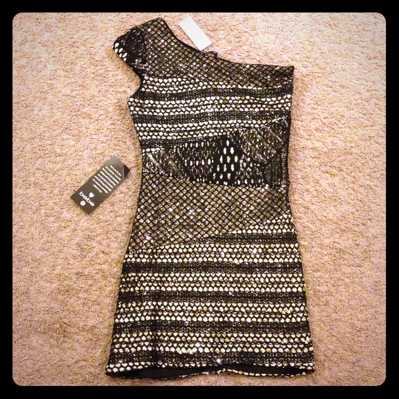 Bebe Gold Sequin Dress