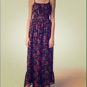 UO pins and needles floral chiffon maxi dress xs