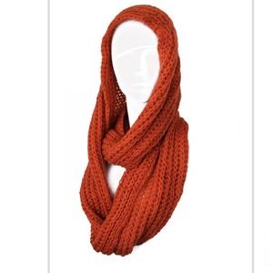 1 left 🔥 Rust Orange Hooded Knit Infinity Scarf