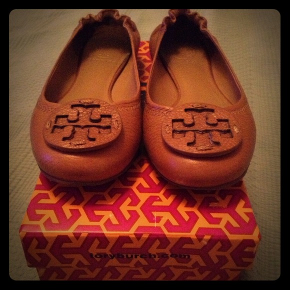 Tory Burch Reva Tan leather ballet flats