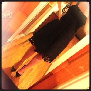 BCBG MaxAzria Black Dress with Lace Like Hem