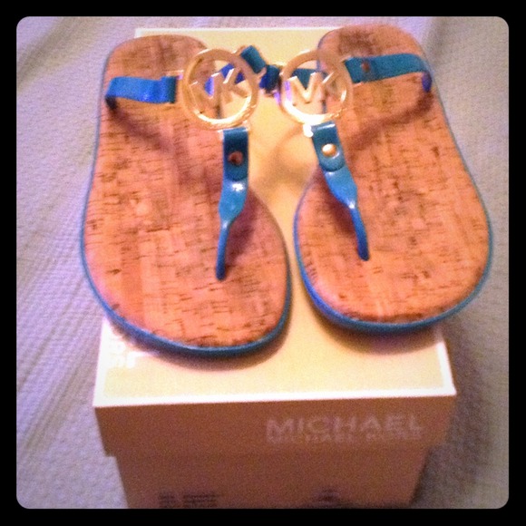 Michael Kors jelly and cork flip flops