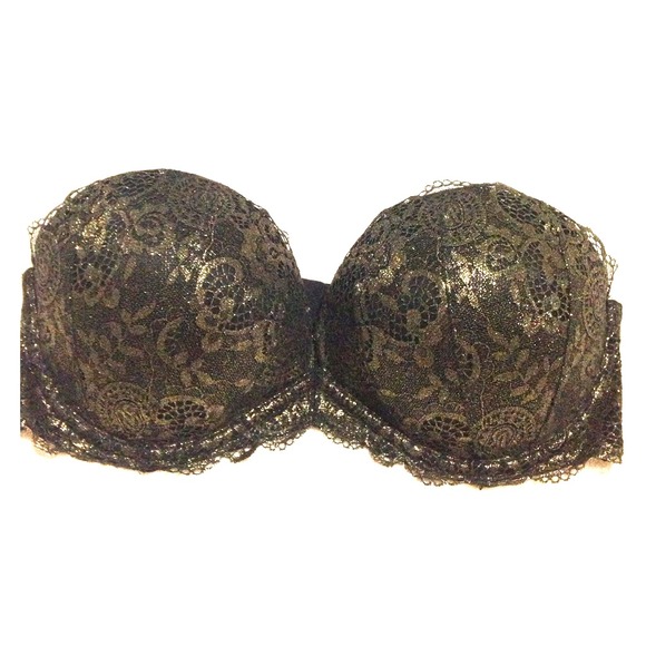 34D Victoria's Secret strapless bra gold shimmer