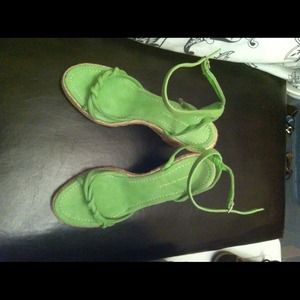 Suede Green Wedges