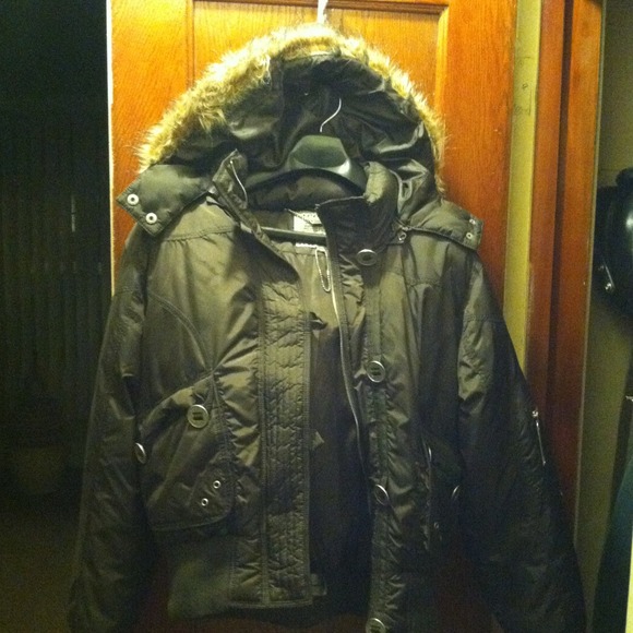 Brown winter coat with fur hood