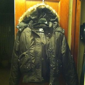 Brown winter coat with fur hood