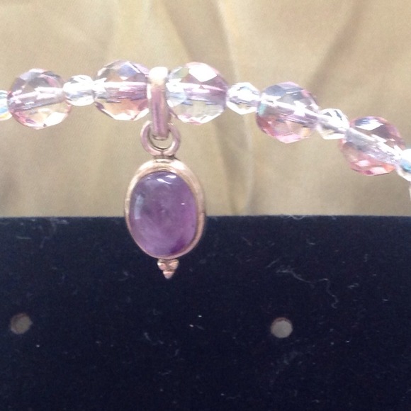 FLASH SALE Sterling Amethyst & Swarovski necklace - Picture 2 of 3