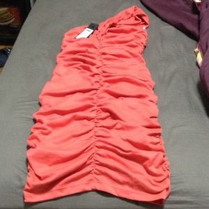 Coral one shoulder dress