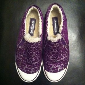 Purple Fur Coach Sneakers