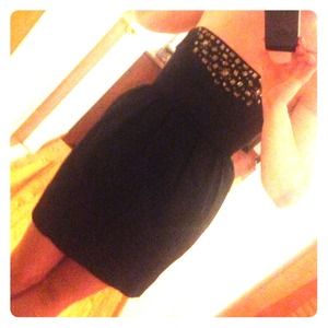 Shoshanna Black Strapless Jeweled Dress