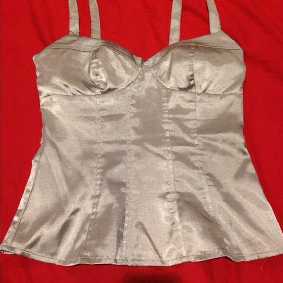 **SOLD**   Silver corset type top ($12)