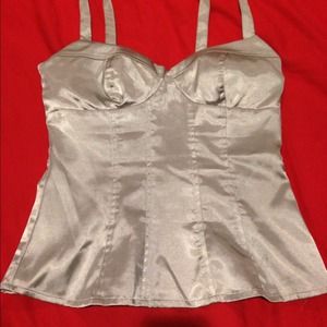 **SOLD**   Silver corset type top ($12)