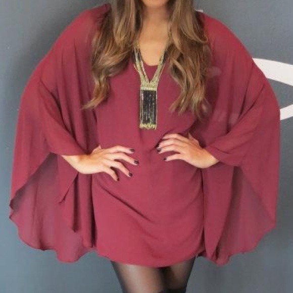 Sheer maroon dress