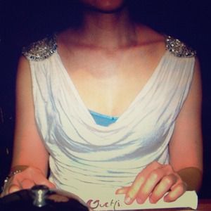 Sequined Cream cowl neck top