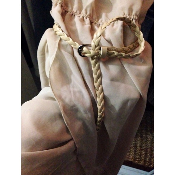Beige Chiffon Dress w/ Belt