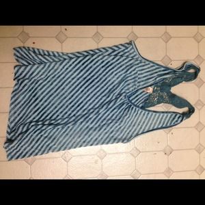 Stripped top with lace racer back