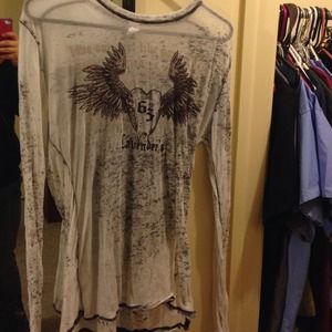 Sheer long sleeve burnout shirt with wings