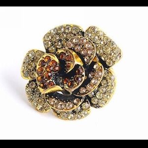 Stretchy antique gold brown ring