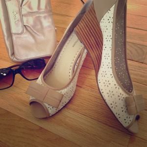 Nude & White Mini Wedges