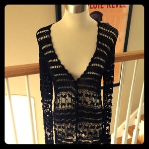 Black Spenser Jeremy crocheted cardigan