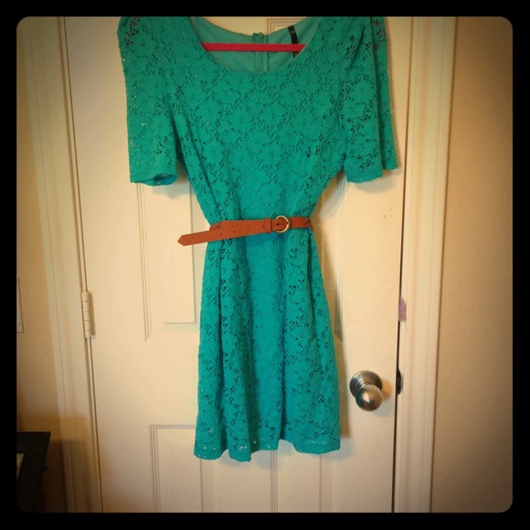 Teal lace dress