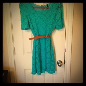 Teal lace dress