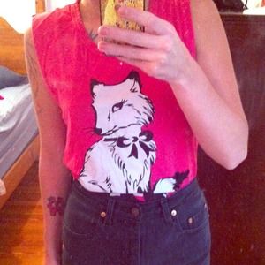 Pink fox crop tank