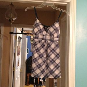 Blue and white tank