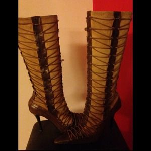 Aldo Distressed Leather & Suede Knee Boots