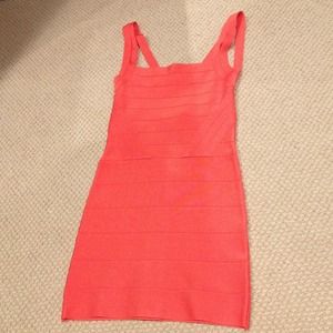 Coral bandage dress bebe size s