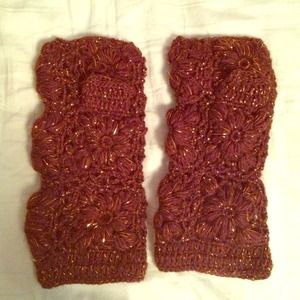 Free People sparkly crocheted handwarmers