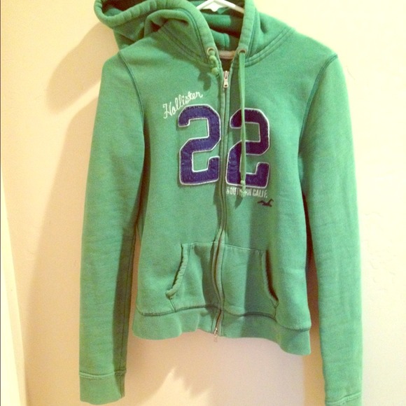 Size M green Hollister zip up hoodie
