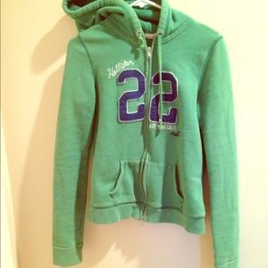 Size M green Hollister zip up hoodie