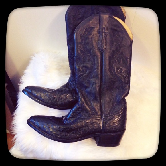 Dan Post Black Ostrich Cowgirl Boots