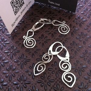 Interchangeable sterling silver scroll earrings