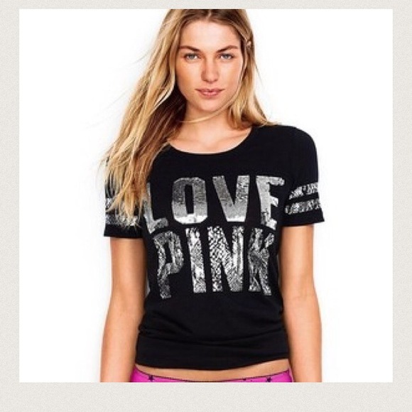 ✨SOLD IN BUNDLE✨Victoria's Secret Pink Bling Tee - Picture 4 of 4