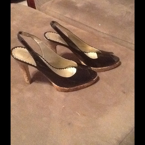 Jessica Simpson Black Paten Leather Swing Backs