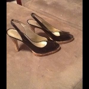 Jessica Simpson Black Paten Leather Swing Backs