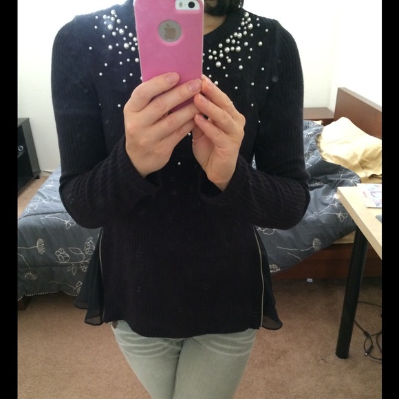 🔴SOLD🔴New  Side Zippers Chiffon Peplum Top - Picture 3 of 4