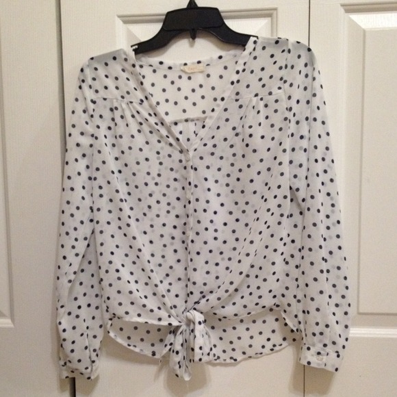 white polka dot sheer shirt 🍂