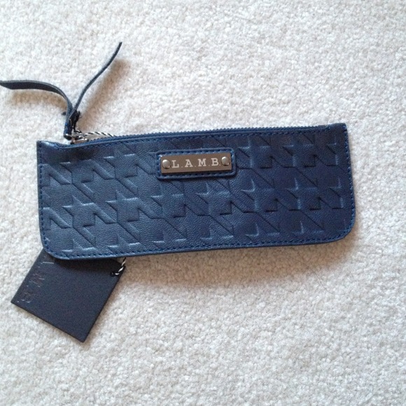 Navy leather L.A.M.B pouch