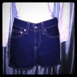 Levi's dark blue jean skirt.