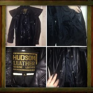 Men's Black Leather Trench Coat