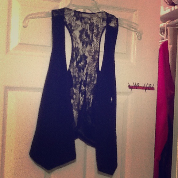 Black lace vest