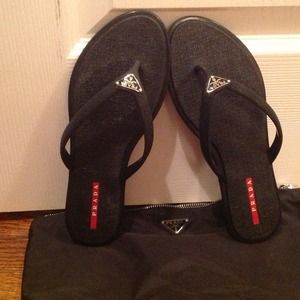 Prada black flip flops-Reduced!