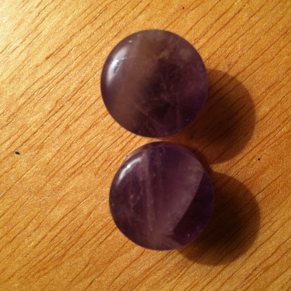 Beautiful polished 1/2 inch amethyst stone plugs
