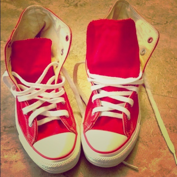 Red converse high tops