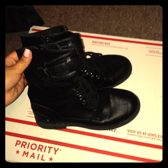 Black combat boots
