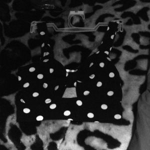 Black and white polka dot strapped bandeau szM