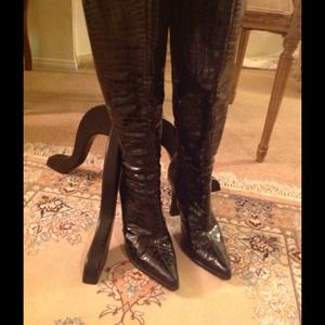 Casadie Croc Embossed Leather Boots